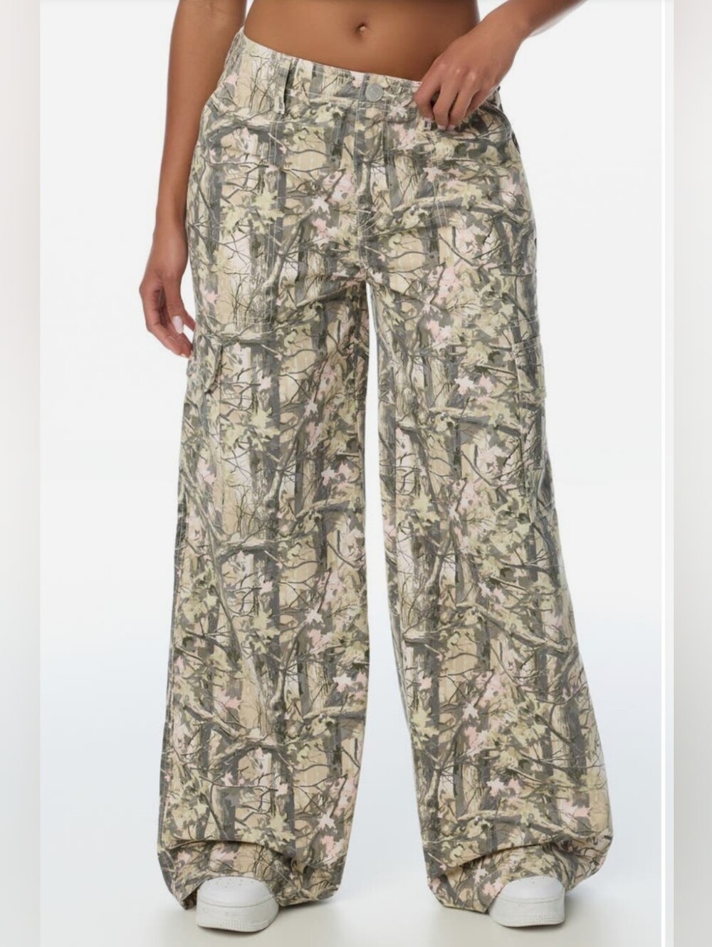 NWT True Religion Baggy Cargo Pants Pink Tree Camo Wide Leg 26